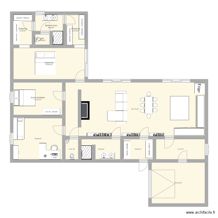 Maison 3. Plan de 13 pièces et 148 m2