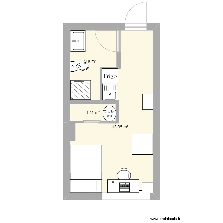 Appartement montpellier. Plan de 3 pièces et 18 m2