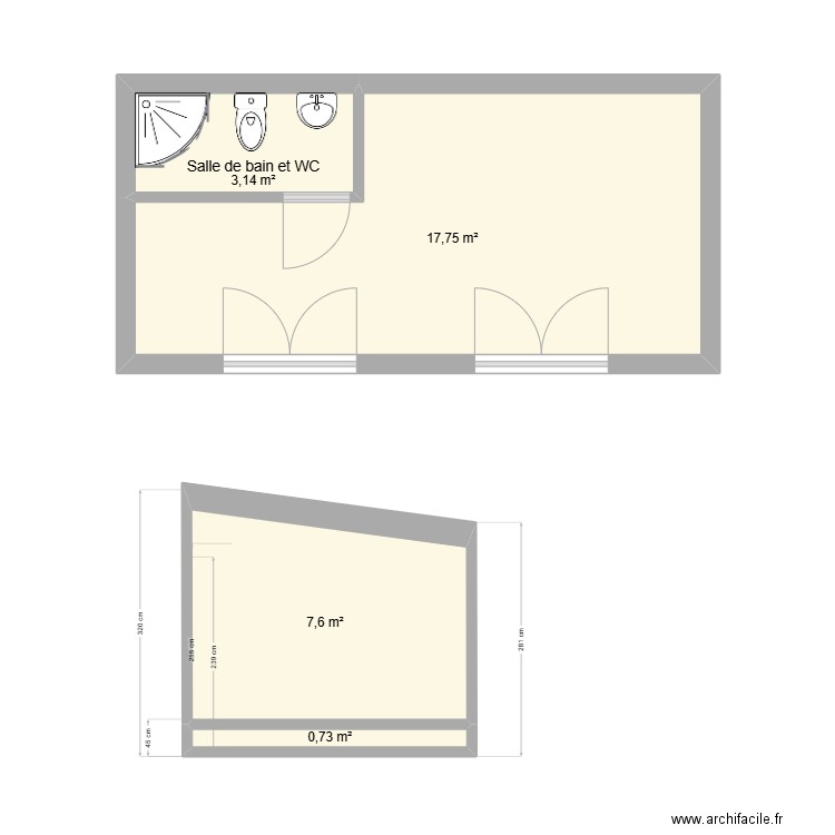 Yeu bis. Plan de 4 pièces et 29 m2