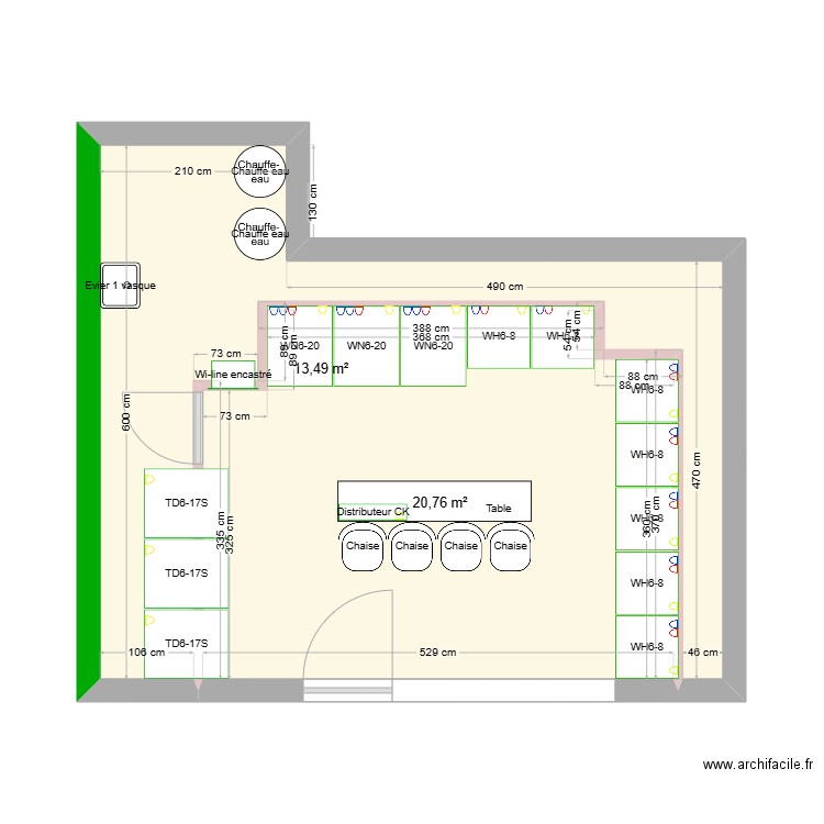 Mohamed Montreuil. Plan de 2 pièces et 34 m2