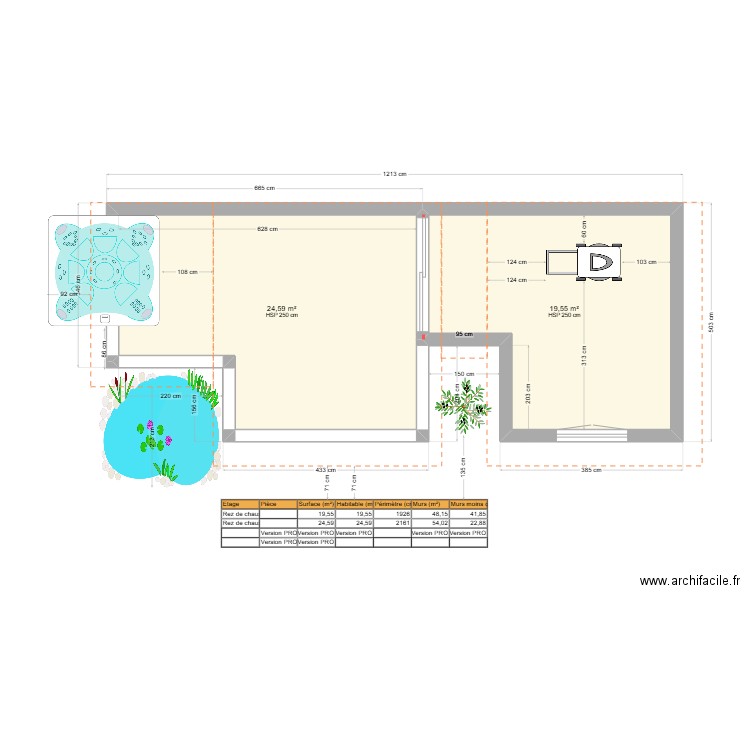 Garage. Plan de 2 pièces et 44 m2