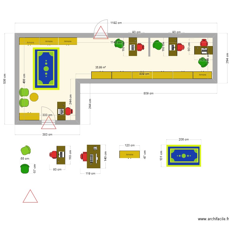 PETITE ENFANCE PROJET 5. Plan de 1 pièce et 36 m2