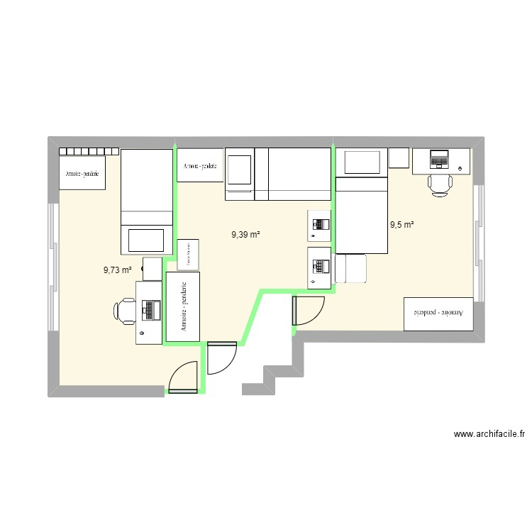 Plan Général V4. Plan de 3 pièces et 29 m2