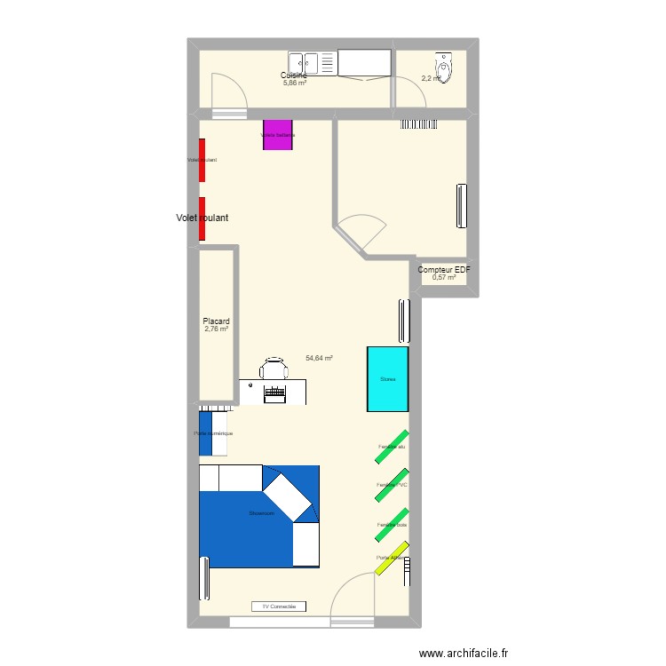 LOCAL SENS REPUBLIQUE 2. Plan de 5 pièces et 66 m2