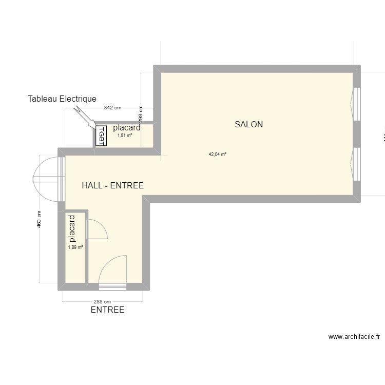 COUTURIER v2. Plan de 3 pièces et 46 m2