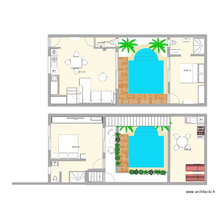 maison talborjt rdc. Plan de 7 pièces et 106 m2