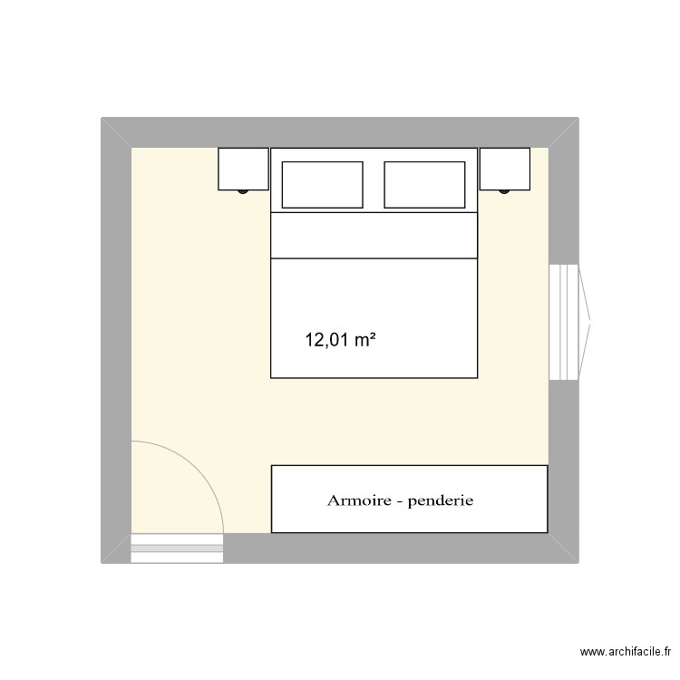 Chambre 1. Plan de 1 pièce et 12 m2