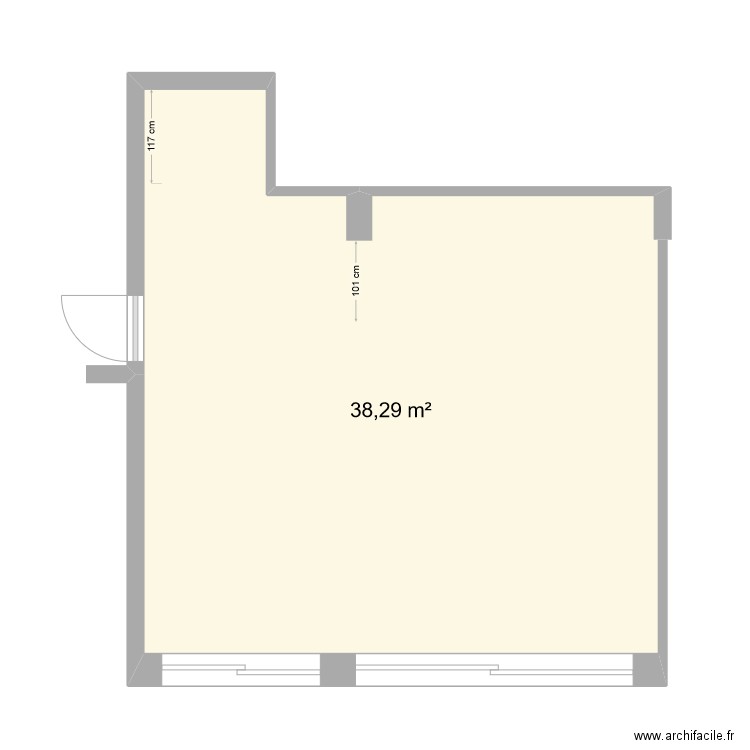 appart acc a mod. Plan de 1 pièce et 38 m2