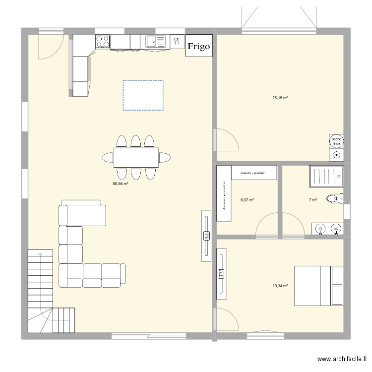 maison. Plan de 5 pièces et 148 m2