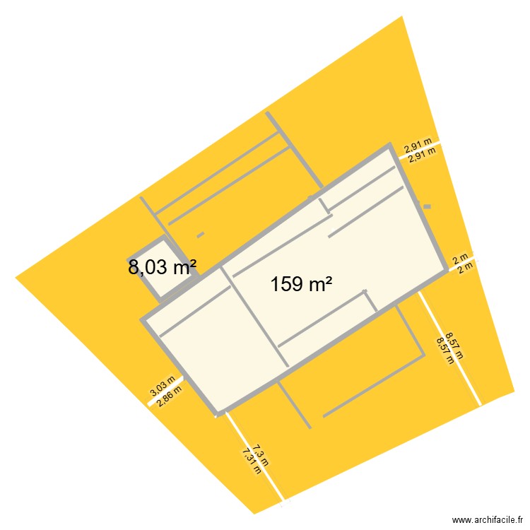 MI 5 du 5 mars BIS BIS BIS. Plan de 2 pièces et 167 m2