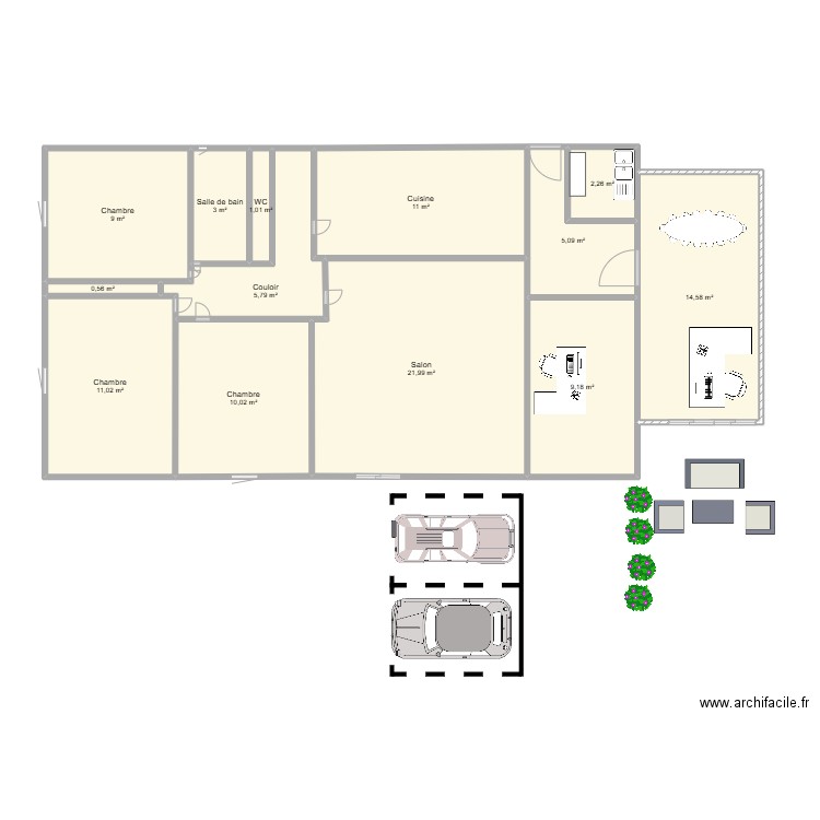 REAMENAGEMENT GARAGE. Plan de 13 pièces et 105 m2