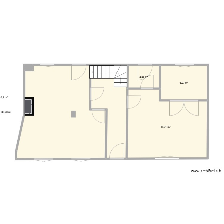 Verrières - RDC. Plan de 5 pièces et 64 m2