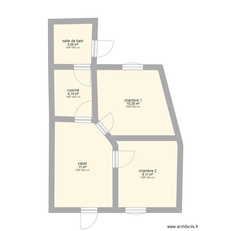 ault electricite plomberie. Plan de 5 pièces et 38 m2