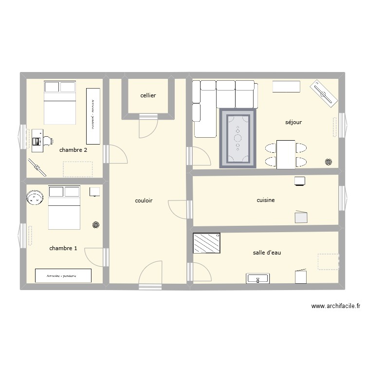 4 G.Sand. Plan de 7 pièces et 110 m2