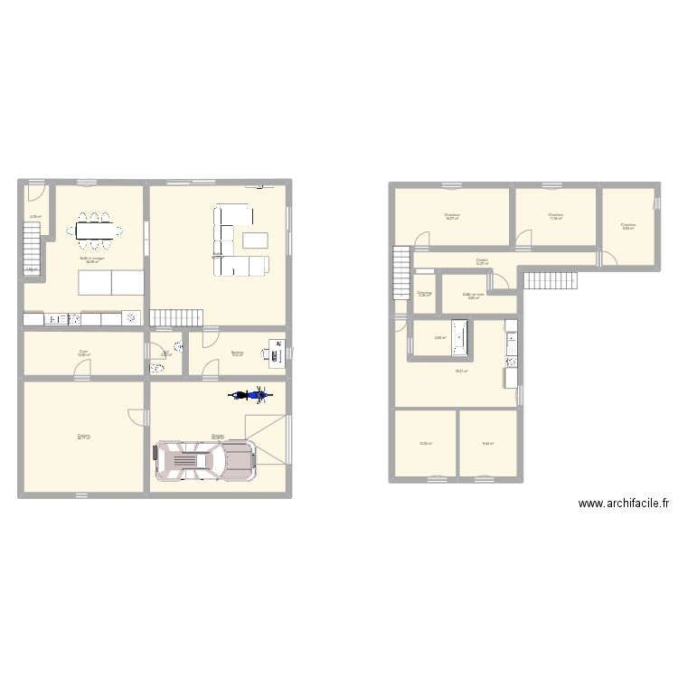 Nouveau Merindol. Plan de 19 pièces et 280 m2