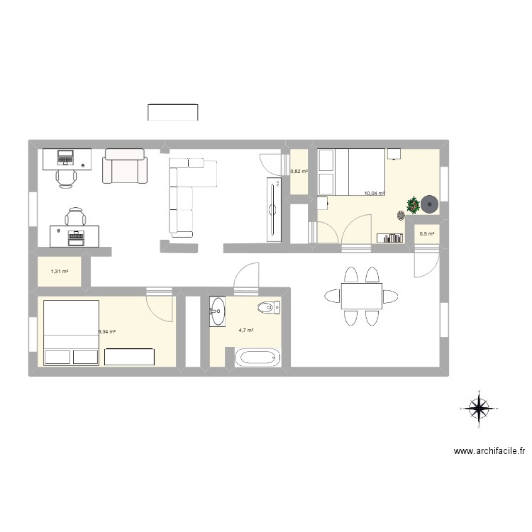 reorganisation. Plan de 6 pièces et 27 m2