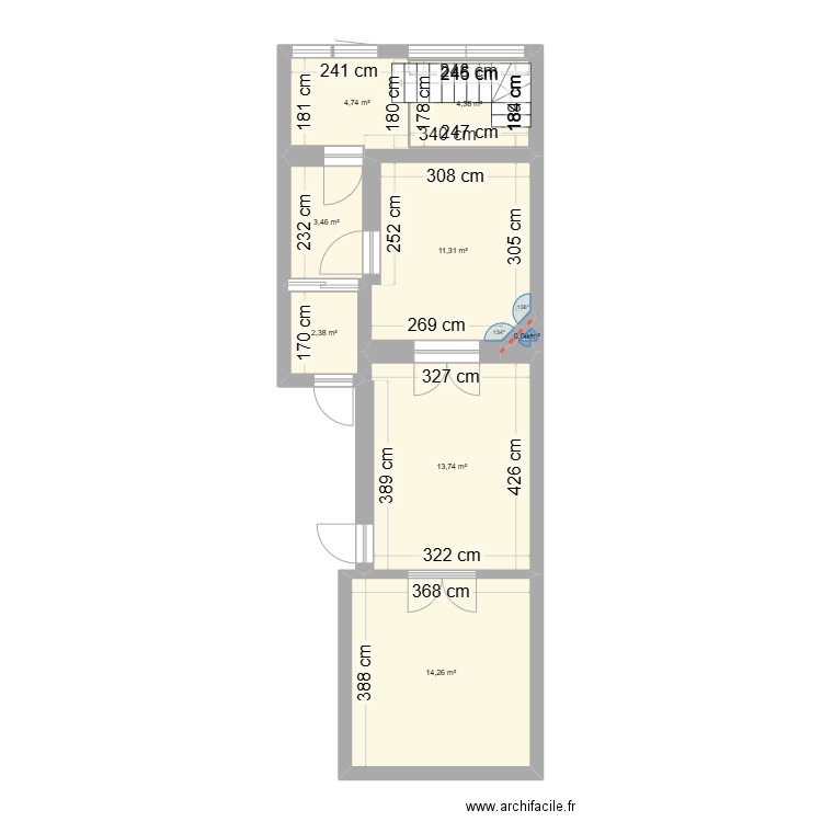 rez Franklin. Plan de 8 pièces et 54 m2