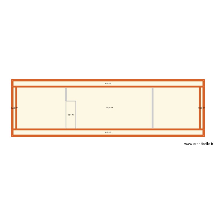 dampierre etage. Plan de 6 pièces et 64 m2