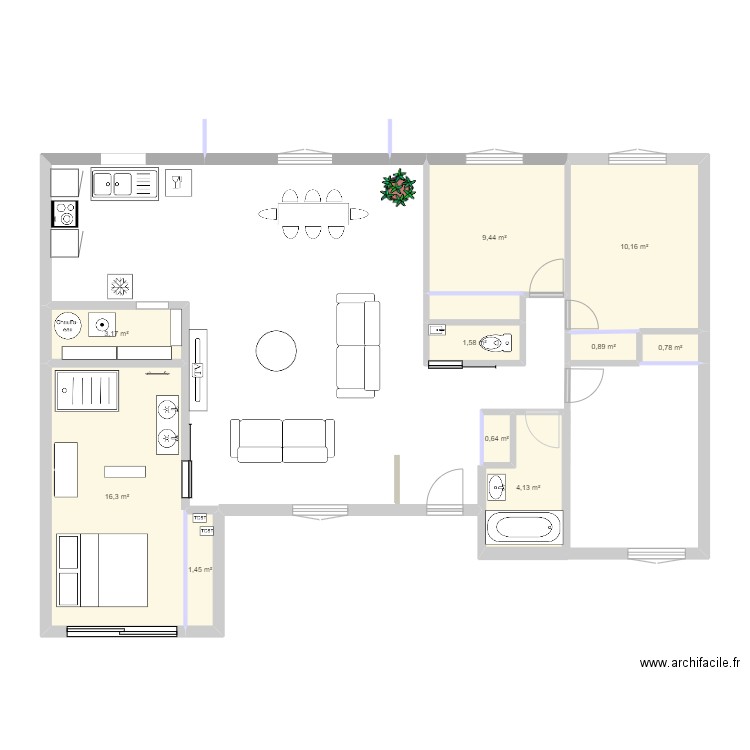 castets. Plan de 10 pièces et 49 m2