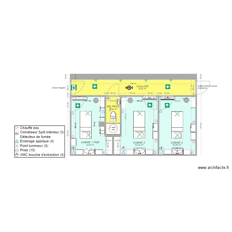 CABINES. Plan de 7 pièces et 45 m2