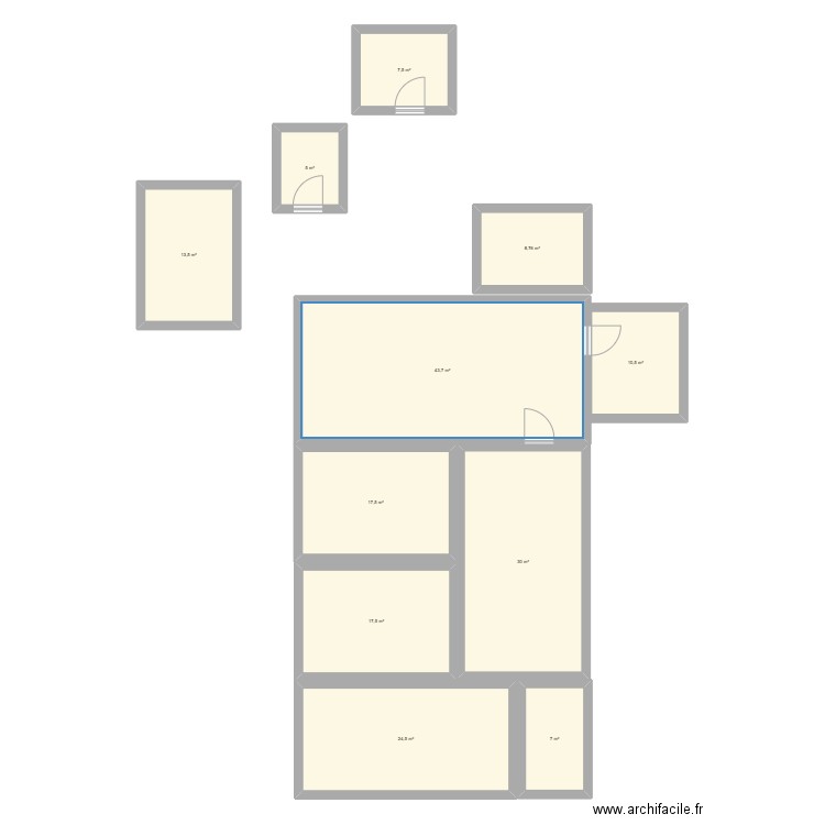 institut. Plan de 11 pièces et 185 m2