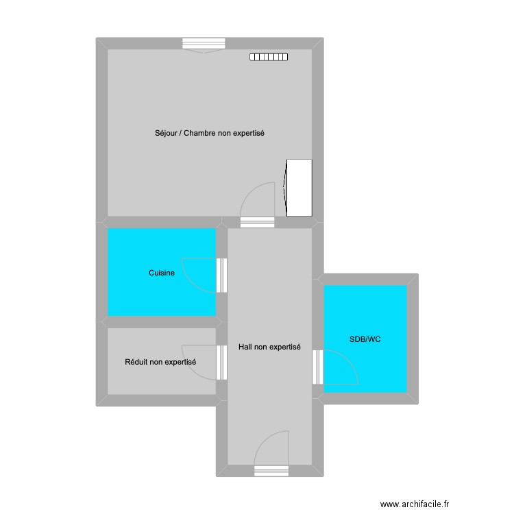 Prieuré 20 - 1er (studio). Plan de 5 pièces et 43 m2