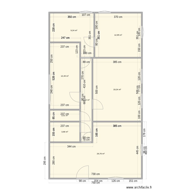 gite haut. Plan de 8 pièces et 92 m2