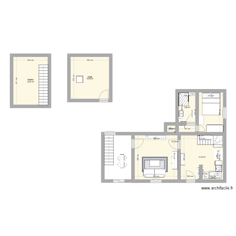 NOTRE MAISON . Plan de 6 pièces et 67 m2