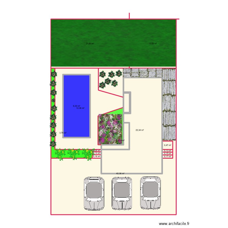 piscine jardin aaa. Plan de 18 pièces et 146 m2