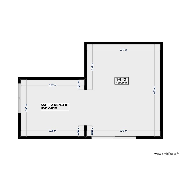 salon/salle à manger christelle. Plan de 1 pièce et 28 m2