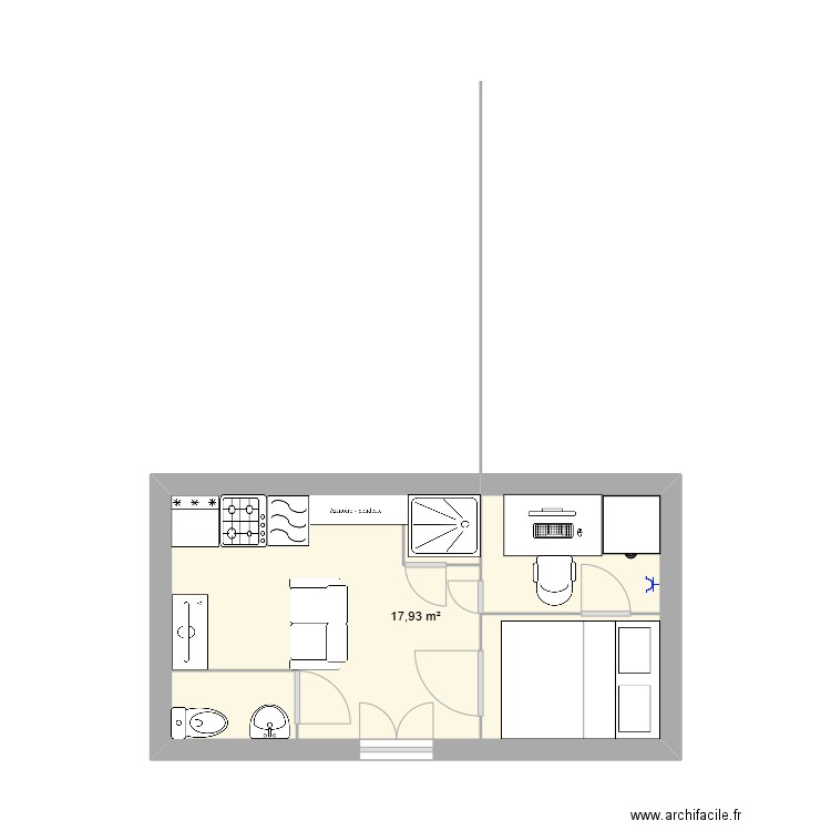 la maison du charlie. Plan de 1 pièce et 18 m2