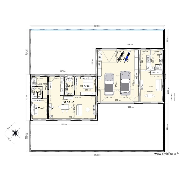 Pitchoun 1. Plan de 11 pièces et 156 m2