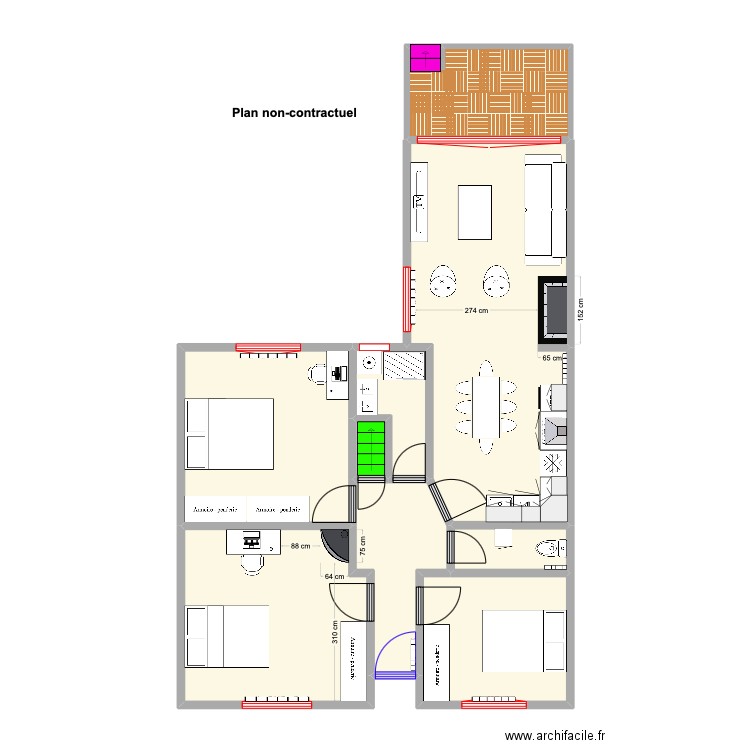 DELAUNE avec meuble. Plan de 9 pièces et 85 m2