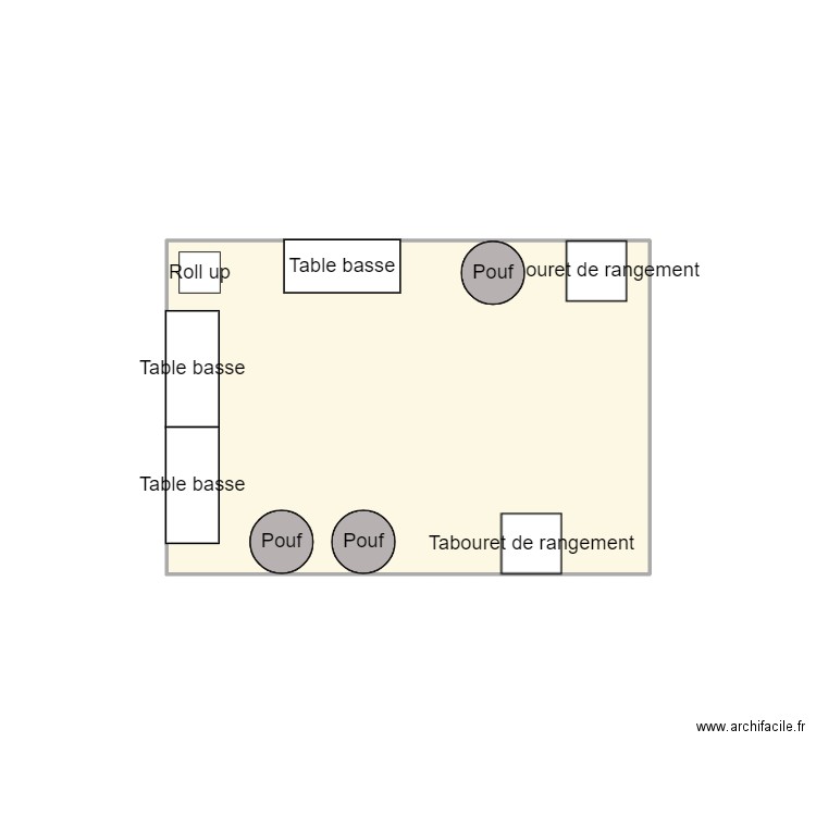 Stand. Plan de 1 pièce et 6 m2