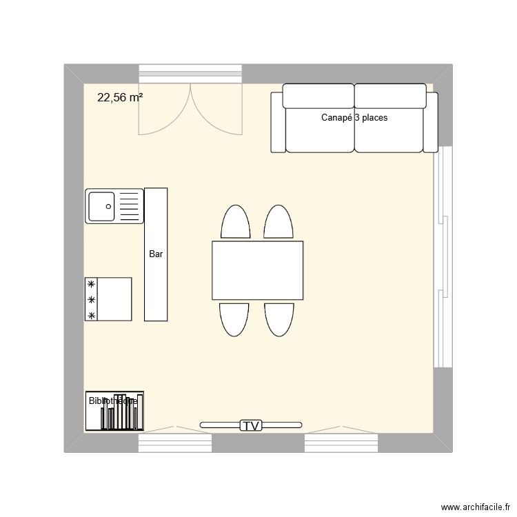 wendie DESMANOI. Plan de 1 pièce et 23 m2