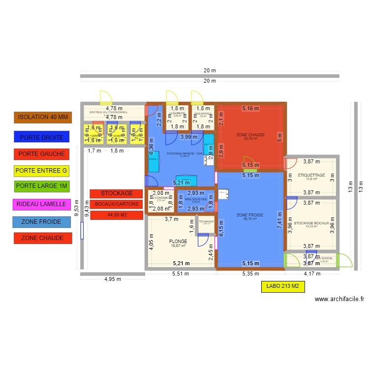 LABO CONSERVERIE FERME. Plan de 16 pièces et 169 m2