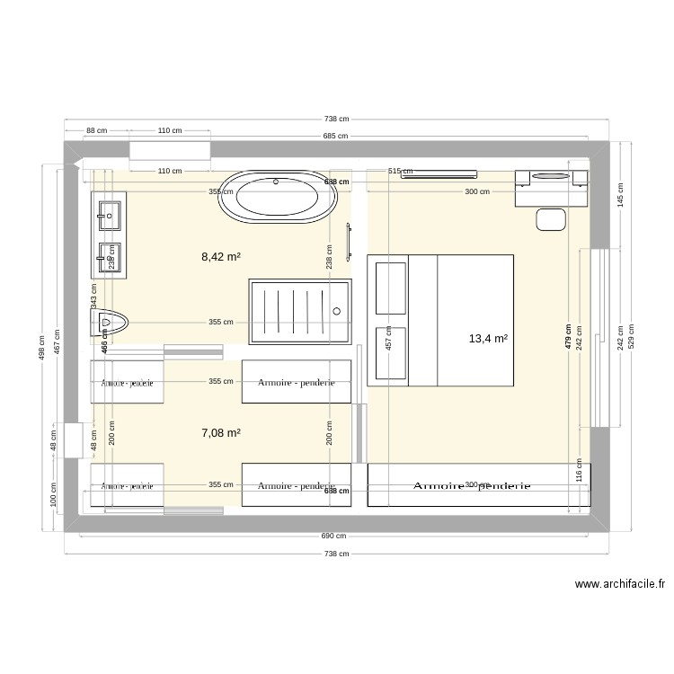 Aménagement Dépendance 2. Plan de 3 pièces et 29 m2