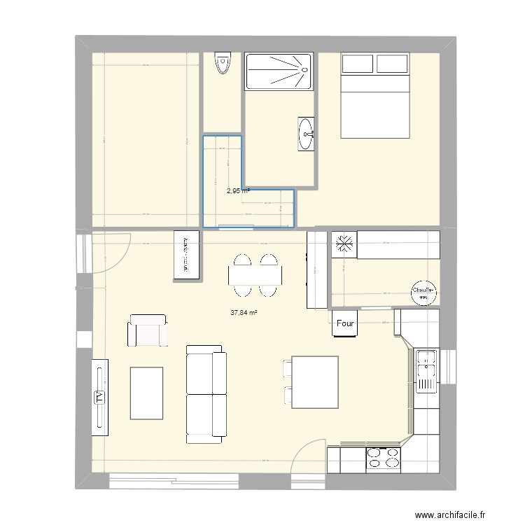 MAISON 2. Plan de 2 pièces et 58 m2