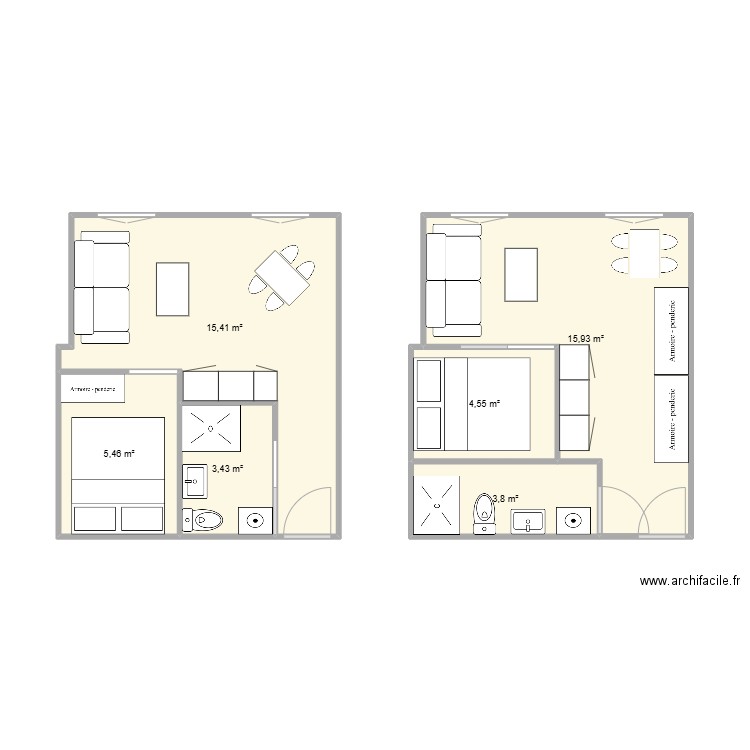 Appart 2.0. Plan de 6 pièces et 49 m2