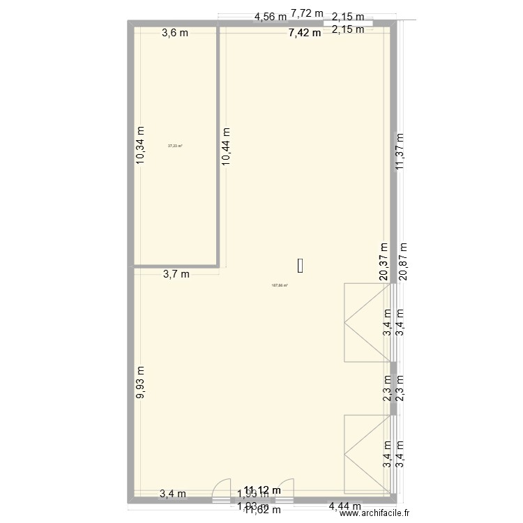 plan mag. Plan de 2 pièces et 225 m2