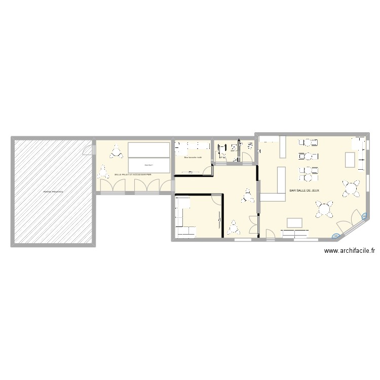 MASSACRET . Plan de 3 pièces et 193 m2