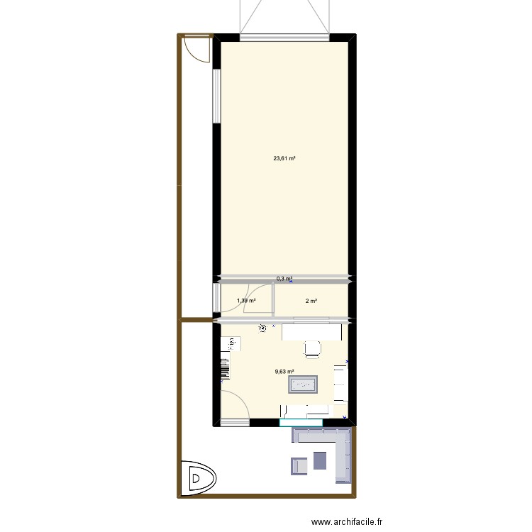 plan provisoire . Plan de 5 pièces et 37 m2