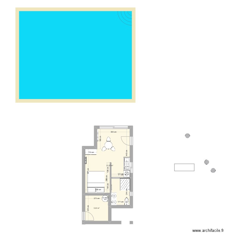 Test 2. Plan de 2 pièces et 28 m2