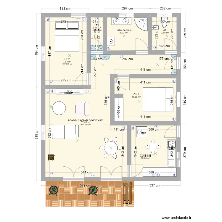 MAISON MODELE 3. Plan de 7 pièces et 83 m2