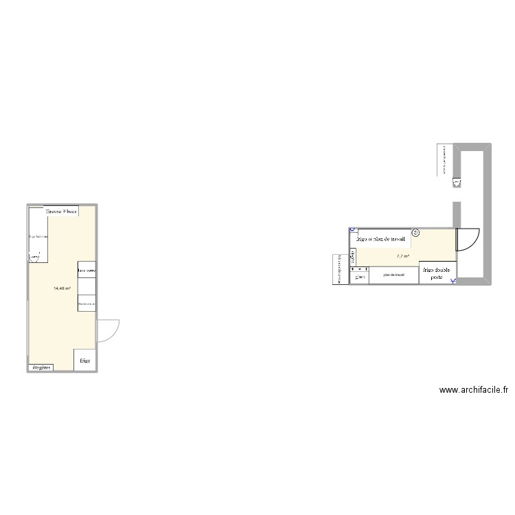 Guinguette . Plan de 2 pièces et 22 m2