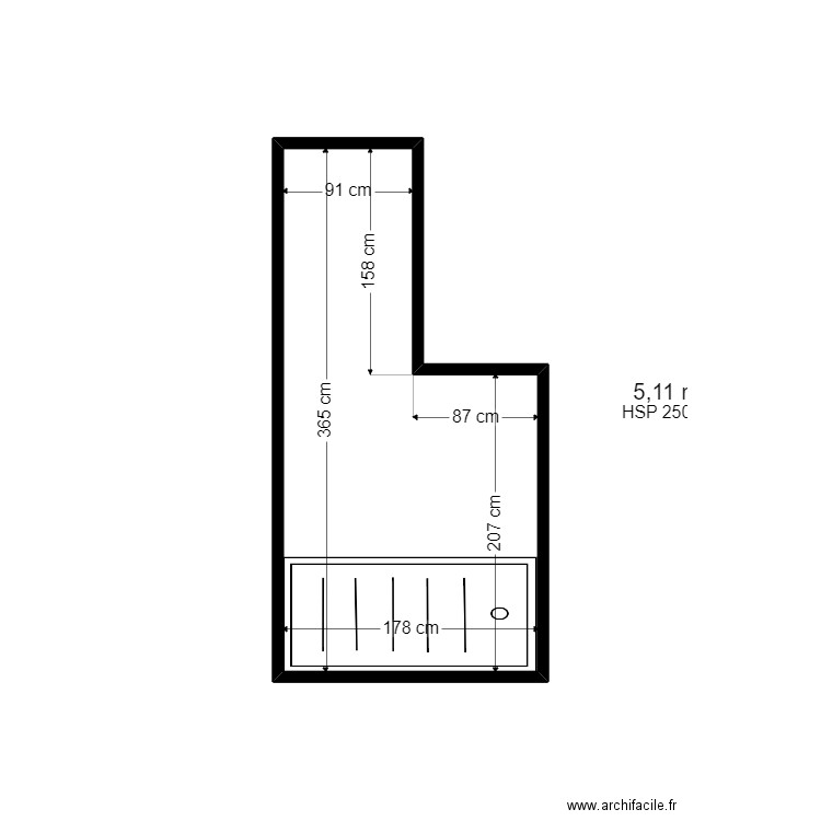 BOURASSEAU. Plan de 1 pièce et 5 m2