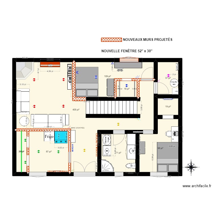 croquis Maison Toon - Sous-sol 1.8. Plan de 9 pièces et 81 m2