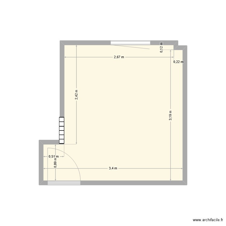 1122. Plan de 1 pièce et 10 m2