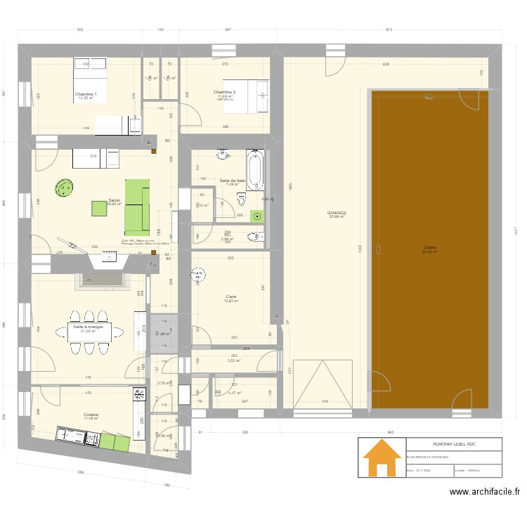 Remoray RdC Amenagement. Plan de 19 pièces et 250 m2