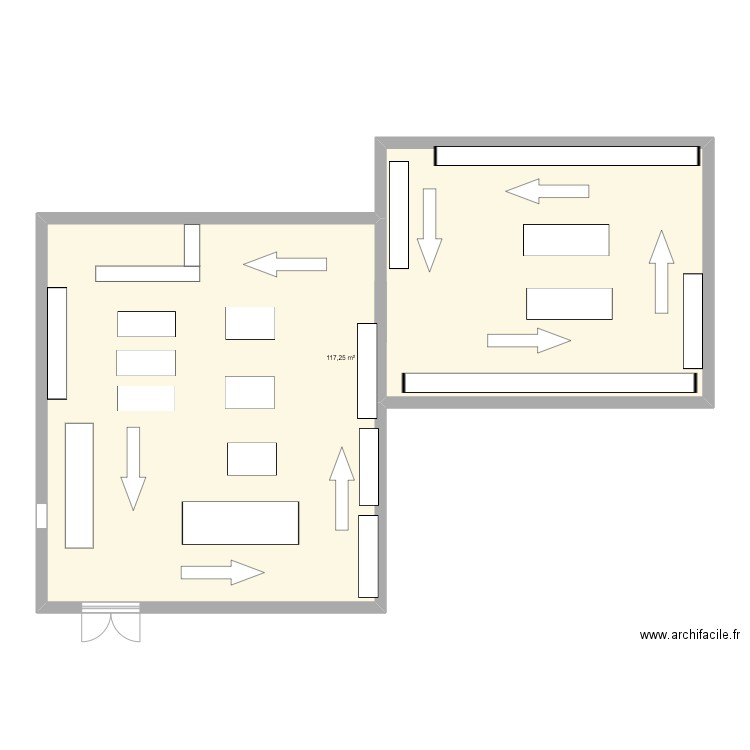 mag. Plan de 1 pièce et 117 m2